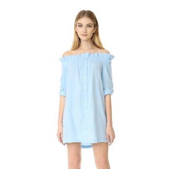 MinkPink Off Shoulder Blue Long Sleeve Mini Dress - Picture 5 of 14